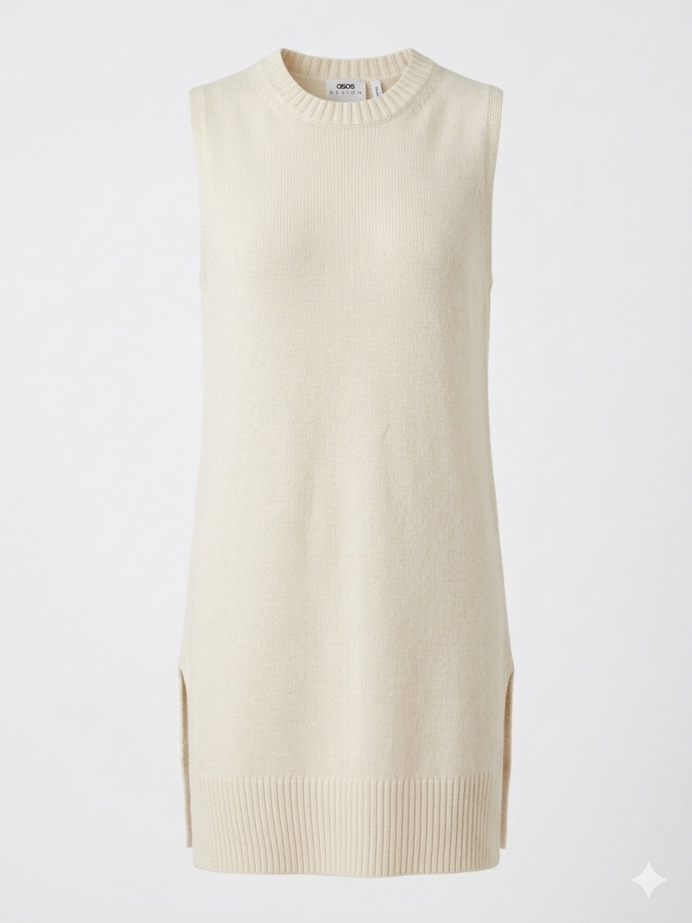 Cream Knit Crew Neck Sweater Dress - MNC Apparel
